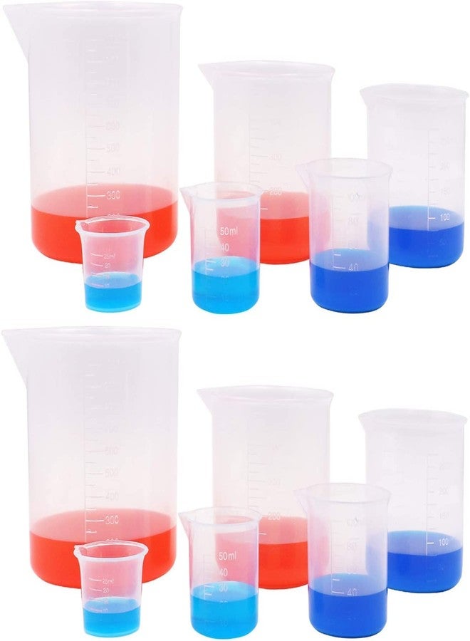 SPYLX Plastic Beaker Set, 6 Sizes 25ml 50ml 100ml 250ml 500ml 1000ml, 2pcs for Each Size Graduated Clear Measuring Cup Pack of 12 pcs - Image 1